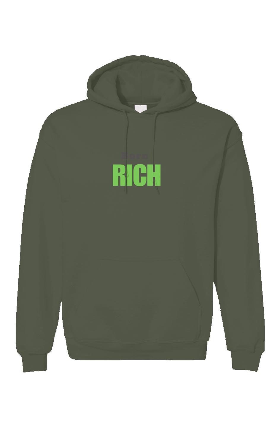 Military Green Born Rich Unisex Gildan Hoodie