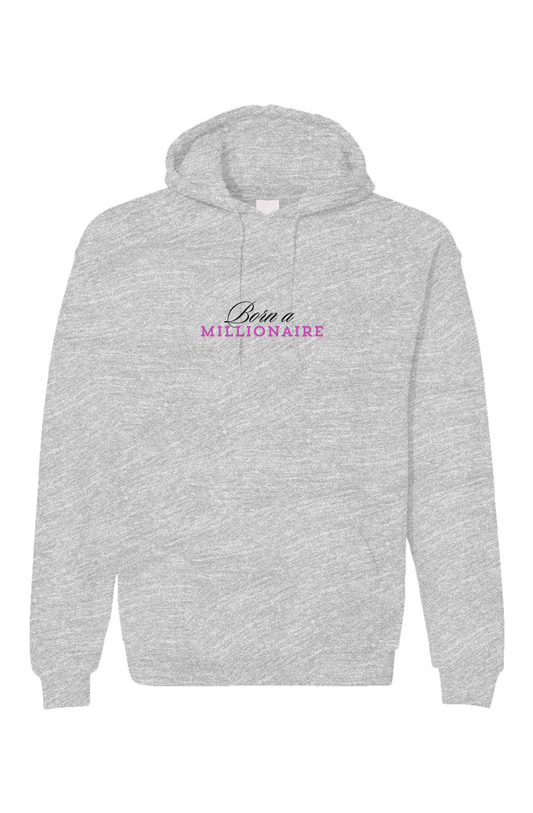 Grey Embroidered Affirmations, Born A Millionaire Unisex Gildan Hoodie