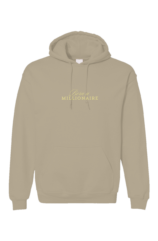 Sand  Embroidered Affirmations, Born A Millionaire Unisex Gildan Hoodie