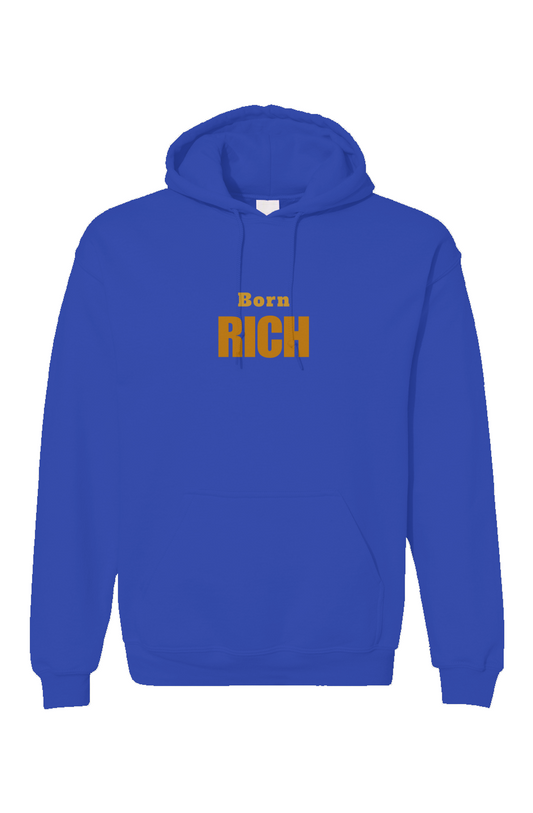 Blue Embroidered Born Rich Unisex Gildan Hoodie