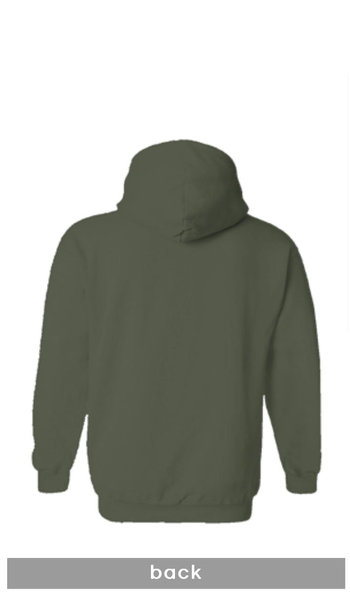 military green  Embroidered Affirmations, Born A Millionaire Unisex Gildan Hoodie